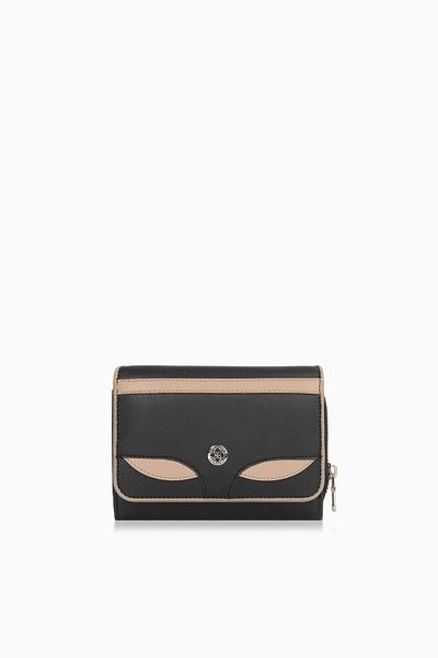 CENGİZ PAKEL Cengiz Pakel Small Size Patterned Magnetic Women's Wallet/Portfolio – 65293 - Black/Mink