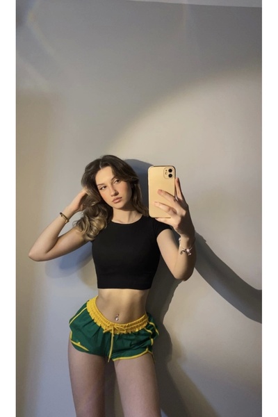 Violon Yeşil Brasil Sarı Şeritli Şort