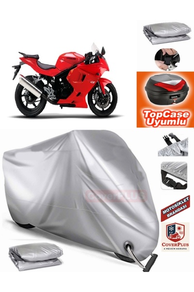 MotoEN Gray Lock Compatible Hyosung Gt 250 R Tarpaulin Topcase Rear Bag Compa...