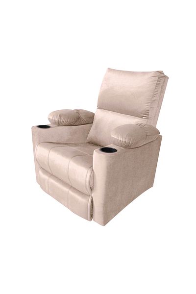 Lazy Vibes Sun | Velvet Rocking Cinematic Recliner Chair with Cups Holder - Dark Ivory