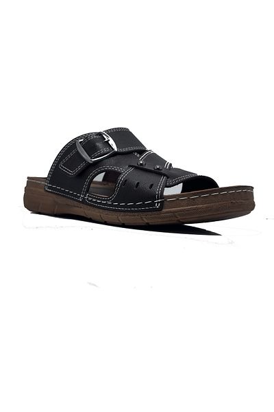 ayaktarz Enova Brown Men's Buckle Adjustable Comfortable Stylish Outward Men's Slippers