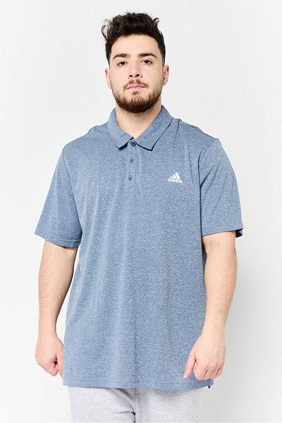 adidas Men Sportswear Fit Short Sleeve Advantage Novelty Outdoor Polo Shirt, Heather Blue