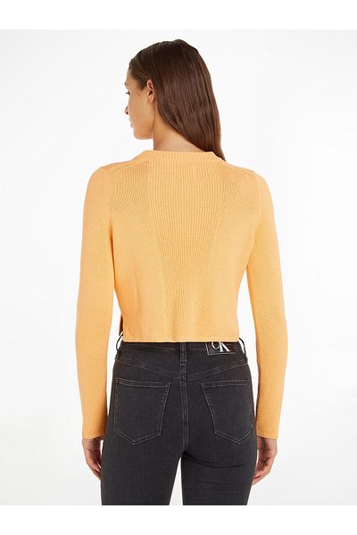 Calvin Klein Women Crushed Orange Loose Knitted Pullovers Sweater
