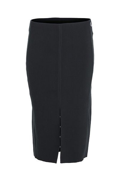 Calvin Klein Women Black Hook and Eye Midi Knitted Skirt