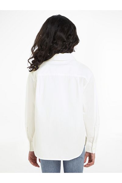 Calvin Klein Girls White Oversized Poplin Shirt