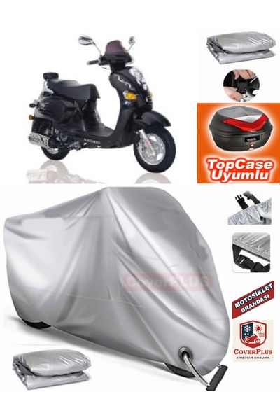 MotoEN Gray Lock Compatible Kanuni Classic 125 Tarpaulin Topcase Back Bag Com...