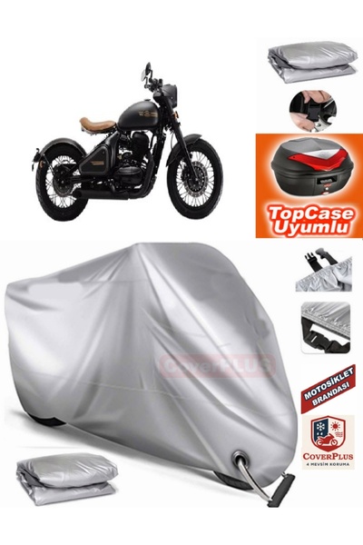 MotoEN Gray Lock Compatible Jawa Perak Tarpaulin Topcase Rear Bag Compatible ...