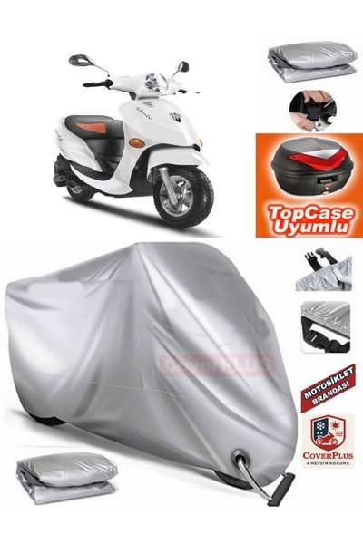 MotoEN Gray Lock Compatible Motoran Vento 100 Tarpaulin Topcase Rear Bag Comp...
