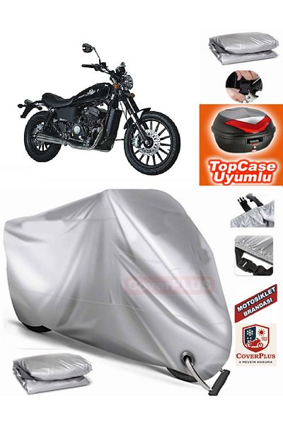 MotoEN Gray Lock Compatible Regal Raptor Dd 250E-2A Tarpaulin Topcase Rear Bag Compatible Motor Tarpaulin