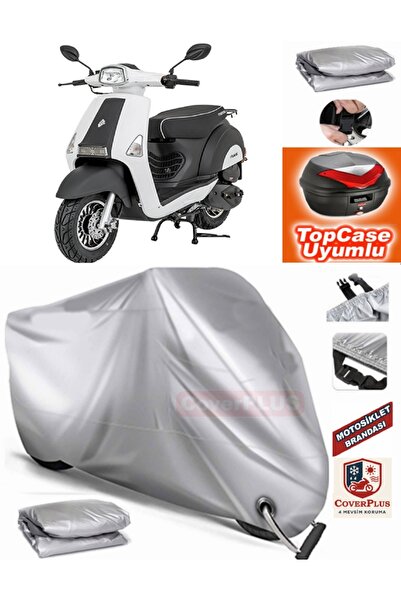 MotoEN Gray Lock Compatible Mondial 50 Revival Tarpaulin Topcase Rear Bag Com...