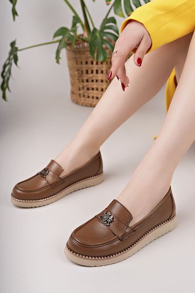 Diego Carlotti Genuine Leather Women's Daily Buckle Loafer Shoes Dc3552