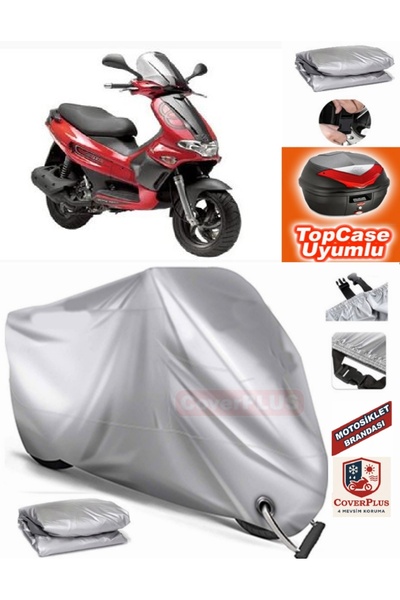 MotoEN Gray Lock Compatible Gilera Runner 180 Tarpaulin Topcase Rear Bag Comp...