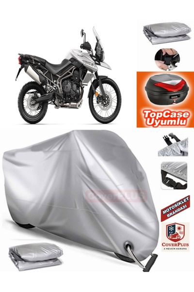 MotoEN Gray Lock Compatible Triumph Tiger 800 Xc Tarpaulin Topcase Rear Bag C...