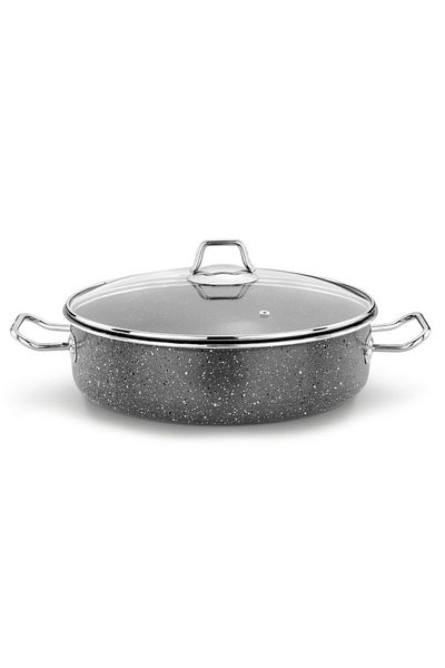 Ulutaş Granite Maxi Flat Pot Metal Handle 32 cm 5.50 Liters