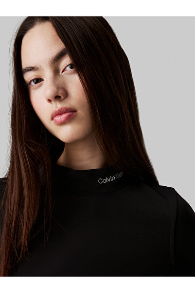 Calvin Klein Calvin Klein Women Black Logo Elastic Milano Jersey Long Sleeve Dress
