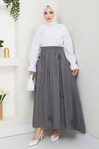 InStyle Fusta antracit cu detaliu fundita si talie elastica