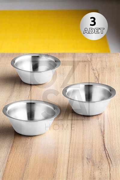 ÖzSa Home 3 Pieces 18/10 Stainless Steel Coffee Side Turkish Delight Bowl Jam Bowl Burger Side Sauce Bowl 7,5 cm