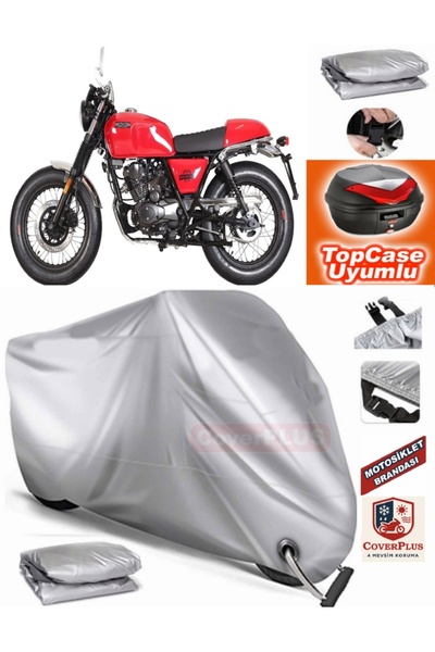 MotoEN Gray Lock Compatible Brixton Bx 125 R Tarpaulin Topcase Rear Bag Compa...