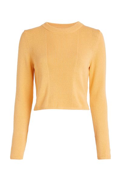 Calvin Klein Women Crushed Orange Loose Knitted Pullovers Sweater