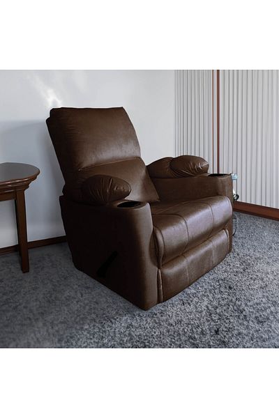 Lazy Vibes Sun | Velvet Rocking & Rotating Cinematic Recliner Chair with Cups Holder - Dark Brown