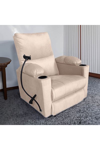 Lazy Vibes Sun Plus | Velvet Classic Cinematic Recliner Chair with Phone & Cups Holder - Dark Ivory