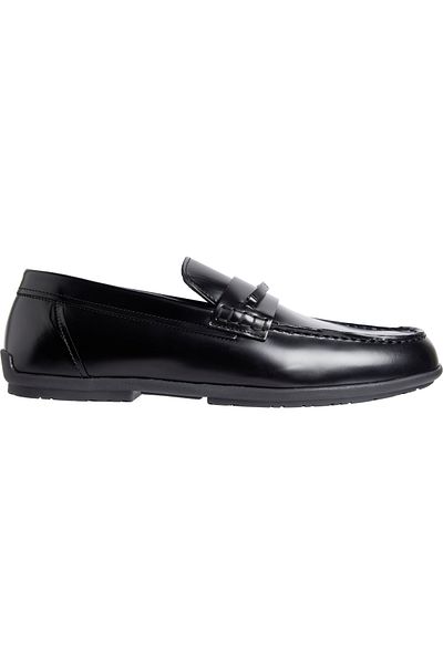 Calvin Klein Men Black Loafers Driver W/Plaque Lth