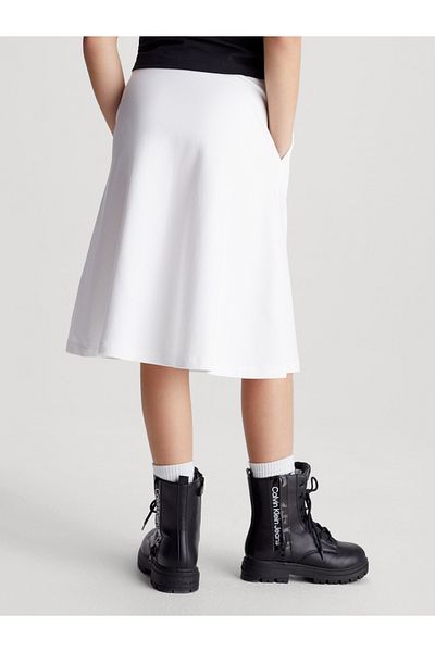 Calvin Klein Girls White Monogram Embroidered A-Line Skirt