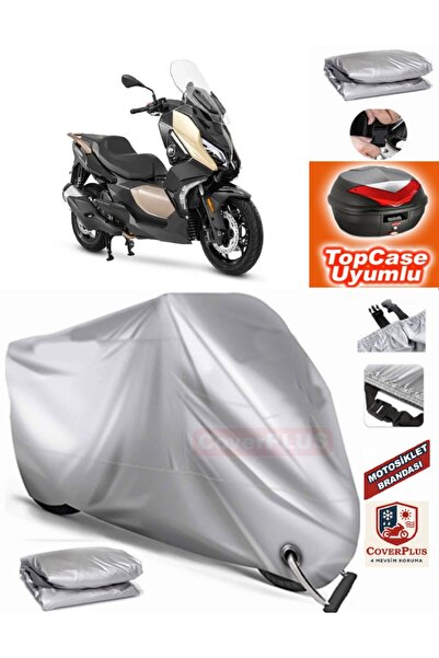 MotoEN Gray Lock Compatible Qj Fort 350 Tarpaulin Topcase Rear Bag Compatible...