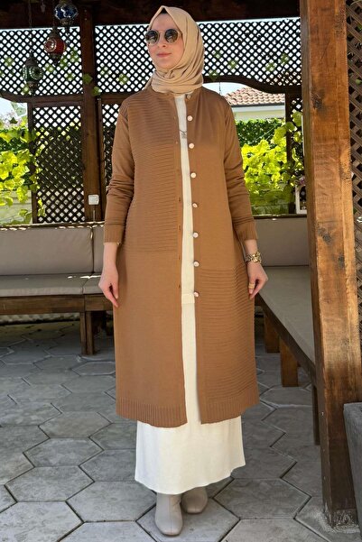 Rabia Şamlı Magnolia Camel Knitwear Cardigan
