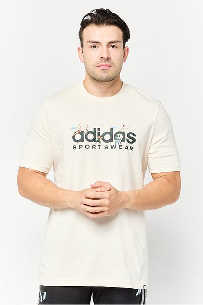 adidas Men Sportswear Fit Short Sleeve Outdoor T-shirts, Cream