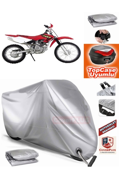 MotoEN Gray Lock Compatible Honda Xr 100 R Tarpaulin Topcase Rear Bag Compati...