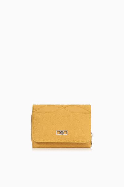 CENGİZ PAKEL Cengiz Pakel Small Size Patterned Magnetic Women's Wallet/Portfolio – 65294 - Mustard