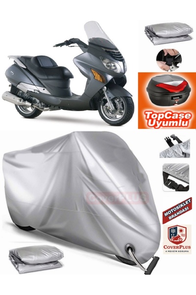 MotoEN Gray Lock Compatible Hyosung Ms3 250 Tarpaulin Topcase Rear Bag Compat...