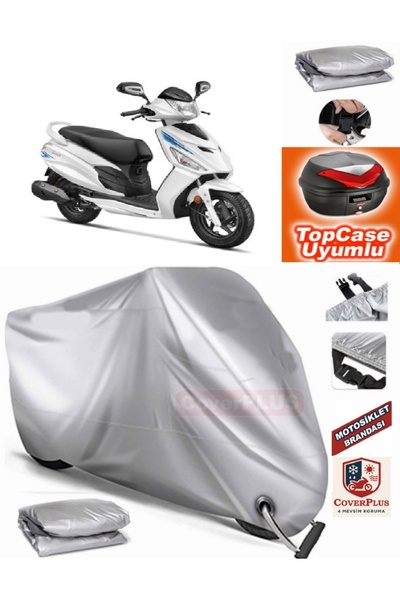 MotoEN Gray Lock Compatible Hero Dash Lx 110 Tarpaulin Topcase Back Bag Compa...