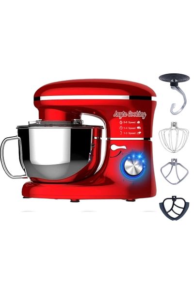Anyta Cooking Robot De Bucatarie Mixer Cu Bol De 6.2 L - 1500w - Rosu -
