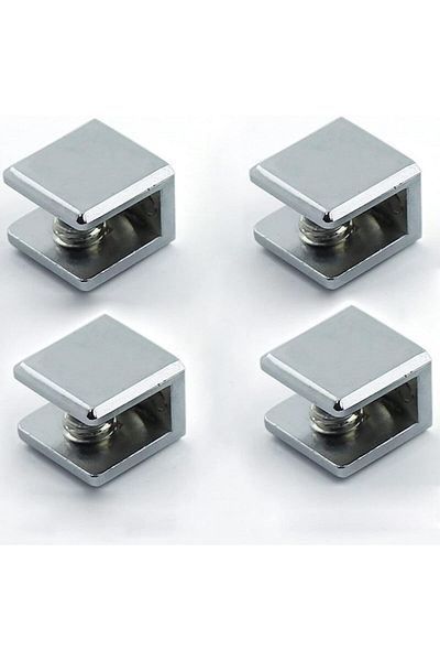 Generic AWEN Glass Shelf Bracket Glass Clamp Holder Adjustable Clamp Shelf Clip for 6-10mm Thickness - 4pcs