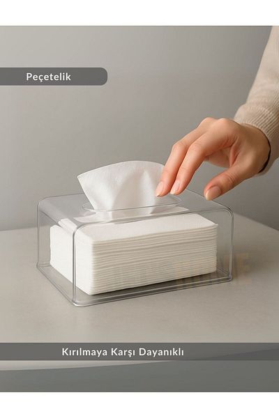 Jet's Home Suport pentru șervețele dreptunghiular din acril transparent |   Cutie de șervețele irezistibile - Organizator compatibil cu șervețele Z fără BPA