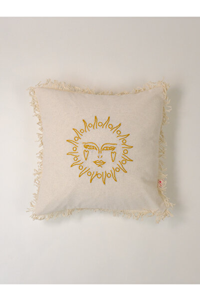 Galia Tasarım Sol - Mythology Sun Figured Tasseled Punch Throw Pillow Cover