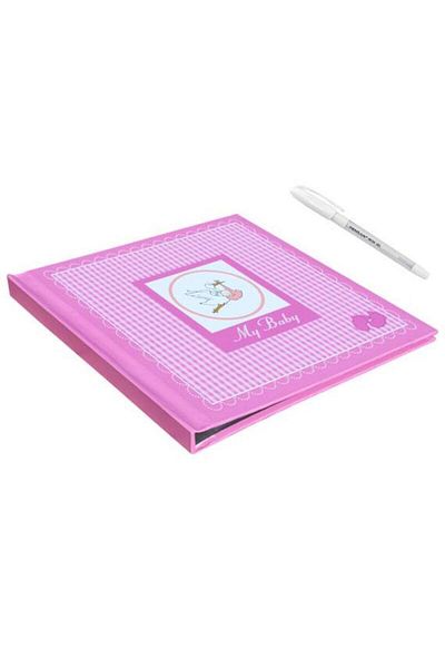 Dijital Dünyası My Baby Pink 20 Φύλλα-40 Σελίδες 30x30 Μεγάλο Μέγεθος DIY Σημειωματάριο με λευκό στυλό και ταινία δώρο