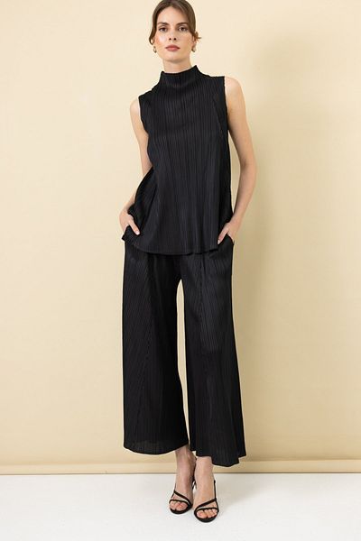 Ekol Accordion Fabric Trousers with Elastic Waist
