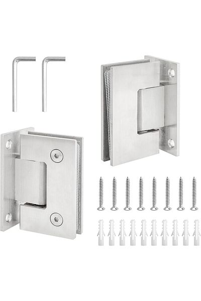 Generic KEJJNYER 2 Pack Frameless Glass Shower Door Hinges, 90 Degree Glass to Wall Shower Door Hinges, 304