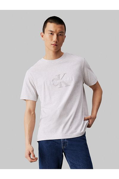 Calvin Klein Calvin Klein Men Gray Chenille Monologo T-Shirt