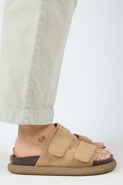 Manijero Papuci de damă Lillo din piele naturală cu velcro dublu, nisip
