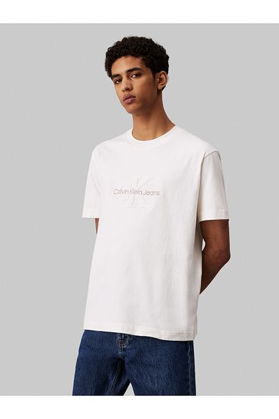 Calvin Klein Calvin Klein Men White Chenille Monologo T-Shirt