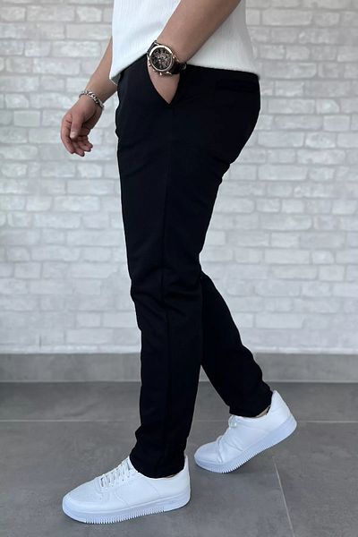 MİSHAR İTALİA Μαύρο ανδρικό παντελόνι δεμένο στη μέση