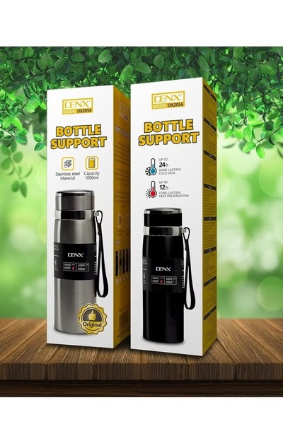 Denx زجاجة مياه حرارية من الفولاذ المقاوم للصدأ، تحافظ على السخونة والبرودة، ترمس للشاي والقهوة DX2056