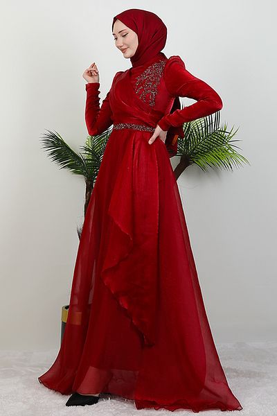 Giza Giyim Βραδινό φόρεμα Eliza Hijab Claret Red
