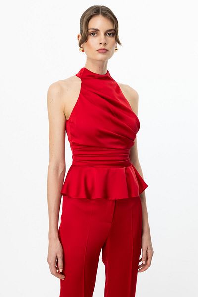 Ekol Halter Neck Satin Blouse
