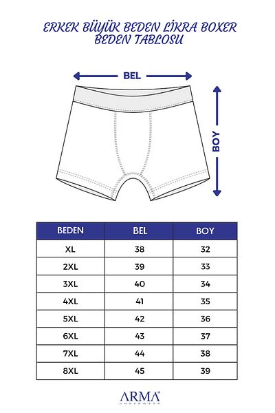Arma Yıldız Ανδρικό Navy Blue Large Size Boxer Cotton Lycra Μαλακό και ελαστικό ύφασμα 5 πακέτο