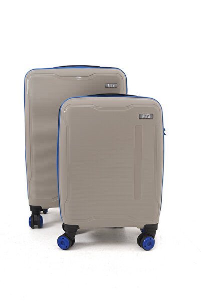 Solo Bag Orta ve Kabin Boy 2'li Set Polipropilen Kırılmaz Pp Silikon Valiz